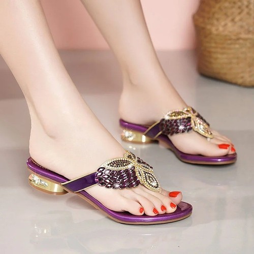 Women rhinestone flip flops - rhinestone,