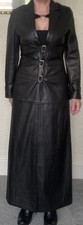 Jane Norris Ankle Length Buckle Trim Leather Coat