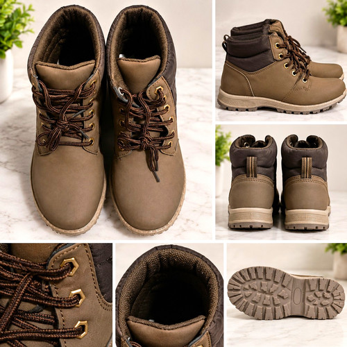 Men brown hiking - brown, lace-up