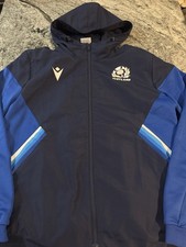 Scotland Rugby Macron Navy Blue Hooded 2022/23 Track Top / Jacket. Mens Size M
