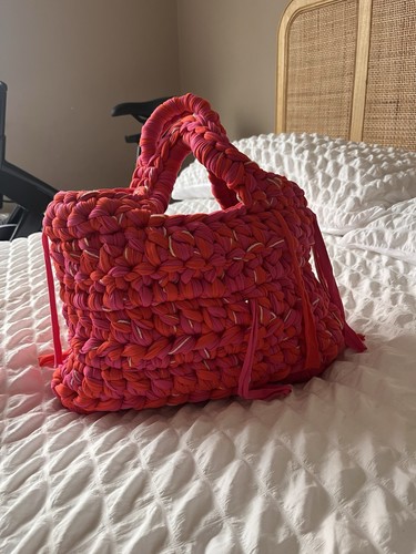 Hand made crochet handbag with - hand,