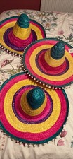 3 X MEXICAN SOMBRERO HAT MULTI COLOUR WILD WEST FANCY DRESS COSTUME ACCESSORY