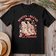 Boots - Blush T-Shirt: Western Line Dancing Cowboy T-Shirt