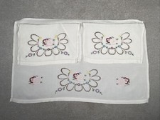 Vintage Arm Back Cover Set Sofa Armchair Embroidered Floral Design Handmade