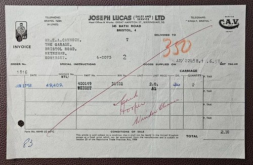 1958 joseph lucas ltd - joseph, (motor