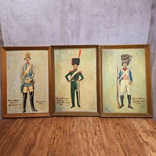 x3 Vintage Oil on Board Paintings of Soldiers German French Dragoon 1700s 1800s