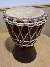 Hand Carved African Djembe Bongo Drum 10" Wooden Drum Great Sound! Tribal Art