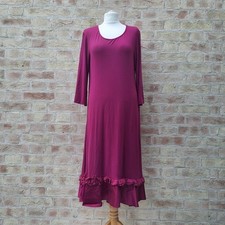 Out of Xile Midi Dress Womens 3 UK 14 Pink Jersey Silk Ruffle Hem Lagenlook