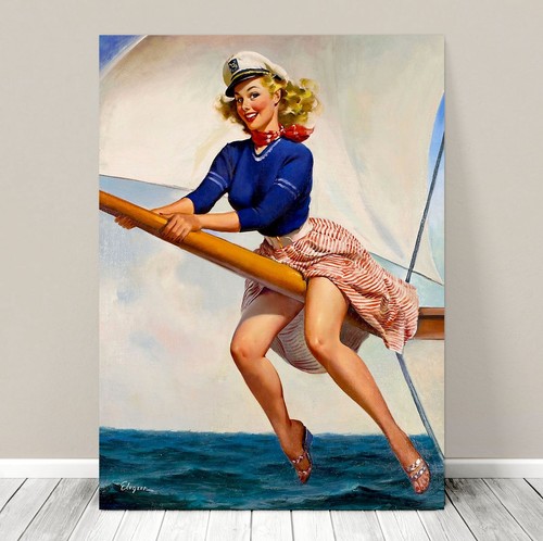 Vintage pin girl canvas - vintage,