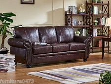 Burgundy Leather 3 Seater or 2 Seat or Armchair or Footstool Sofa Suite HIGHBURY