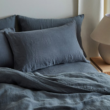 Bedfolk Kingsize Linen Ink Duvet Cover & 4x Pillowcases & fitted sheet