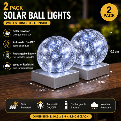 2pk solar crackle ball lights - crackle,