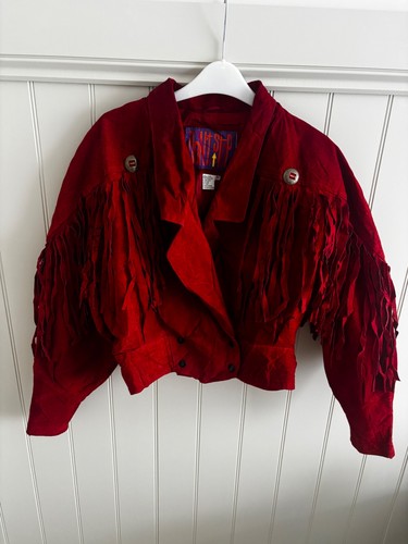 Vintage real leather red suede - red,