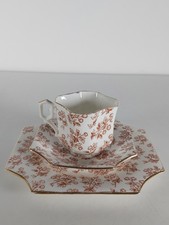 Wileman Foley  (pre Shelley) - Antique Square Thistles Teacup Trio Set A/F