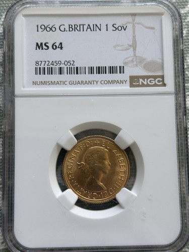 Gold sovereign 1966 ngc - gold,