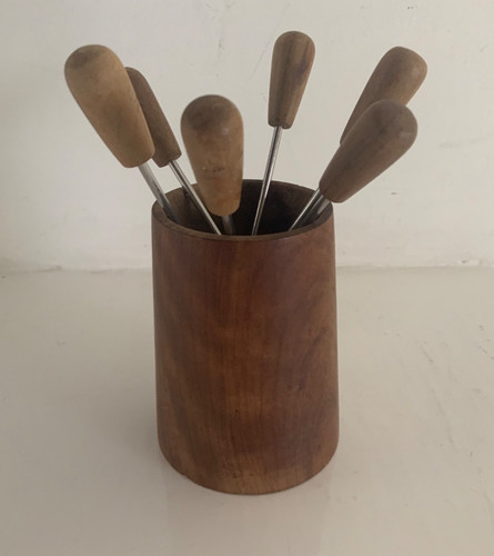 Retro wooden teak picks forks - picks,