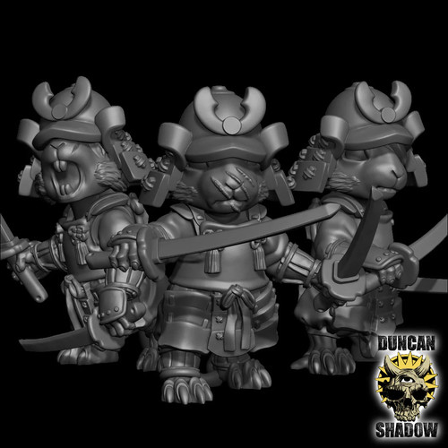 Mouse folk samurai with - mouse, swords