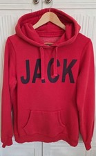 Size 12 Hoodie- Jack Wills, Red, Pull Cord Hood, Kangaroo Pocket,  Logo