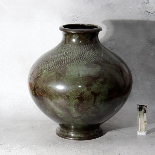 Japanese bronze vase mottled - japanese,