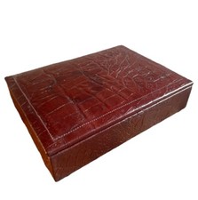 Rare Mulberry Congo Croc Leather Jewellery Cufflink Box Travel Case Plaid Lining