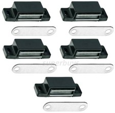 Black 5 x Magnetic Cabinet Cupboard Door Catch 4kg 42mm Self-Aligning Magnet New