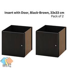 2x IKEA KALLAX Storage Insert with Door Black-Brown Cube Shelf Unit Organiser