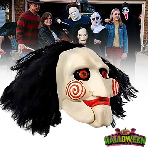 New latex mask with hair - with, saw