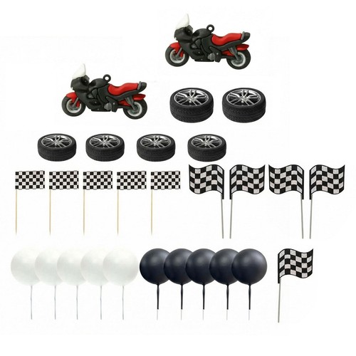 28pcs motorbike cake toppers - cake,