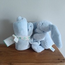 Jellycat Bashful Blue Bunny Soother Comforter Baby Blankie Blanket - NEW