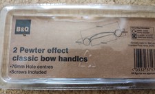 B&Q Pewter Effect Classic Bow Handles 120mm Length Screws Included B and Q