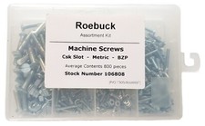 800 Piece BZP Csk Slot Metric MACHINE SCREW Nut Bolt Washer ROEBUCK Assortment