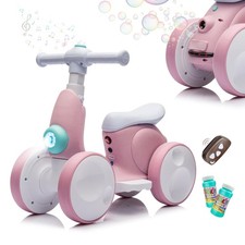 6V Electric Baby Balance Bike with Bubble Machine,4 in 1 Toddler Balance Bike...