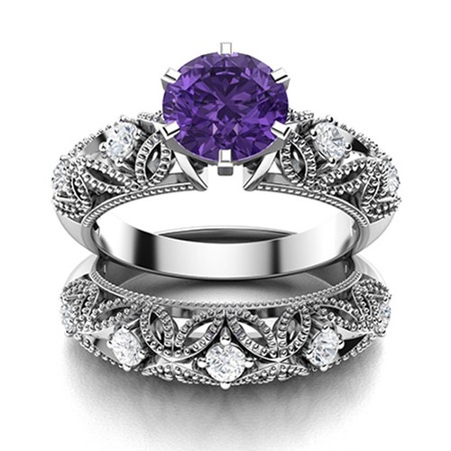 Solitaire 5mm round amethyst - round,