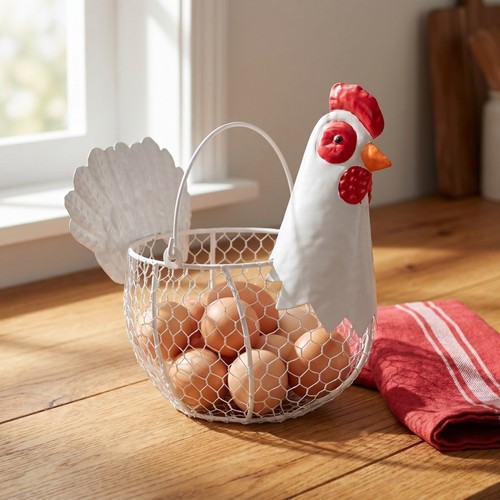 Rooster wire basket for - rooster, egg