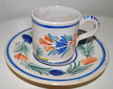 Henriot Quimper Cup & Saucer- Vintage Demitasse- Decorative France GC