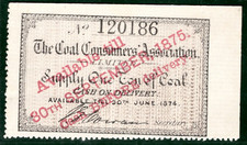 GB QV LOCALS Private CARRIER Stamp *COAL CONSUMERS ASSOC* 1 Ton 1875 Mint PIW4