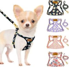 Puppy Harness and Leash Set, No Pull Adjustable Lightweight Soft Suede Pet Harne