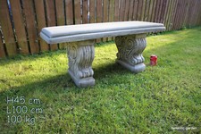 Large Stone/ Concrete Cast Straight Garden Bench Seat Patio Furniture Outdoor