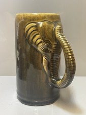 Vintage Studio Pottery Elephant Tankard Crackle Glaze Mid Century 
