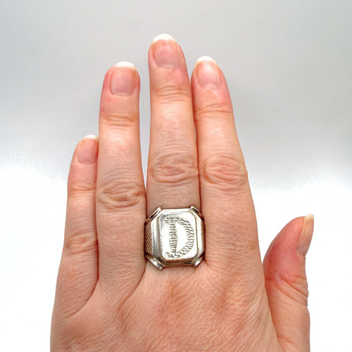 Men vintage silver initial - ,