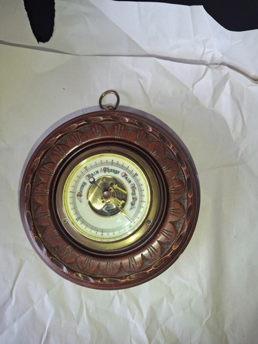 Vintage round wooden - wooden, aneroid
