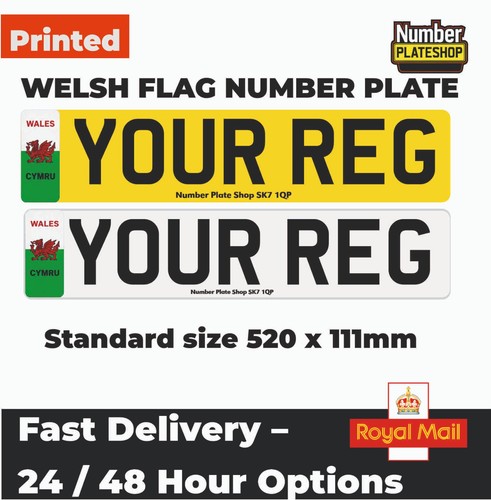 Welsh flag number plate - number,