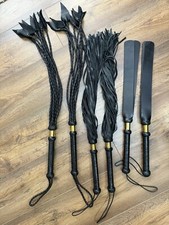 Leather Spanking Paddle Flogger 9 Tails Handmade Single or Set of 3 REAL LEATHER