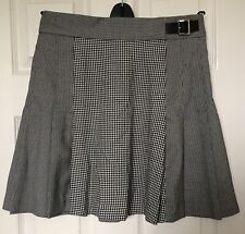 Short Skirt Size 10 Black & White Houndstooth Part Pleated M&S Collection