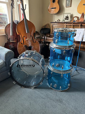 1970’s Blue Ludwig Vistalite. 13 X 9, 16 X 16, 18 X 16, 24 X 14