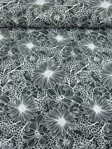 Black wonder floral sketch - black,