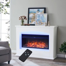 34" Large Fireplaces Electric Fire Free Standing MDF Surround Heater with Remote