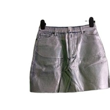 MONKi Brand New Metallic Silver Spray 100% Cotton Jeans Mini Skirt EUR 38 UK 10