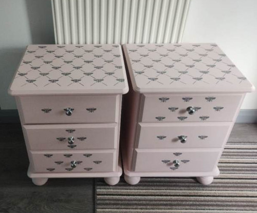 Pink grey floral double - pink, /