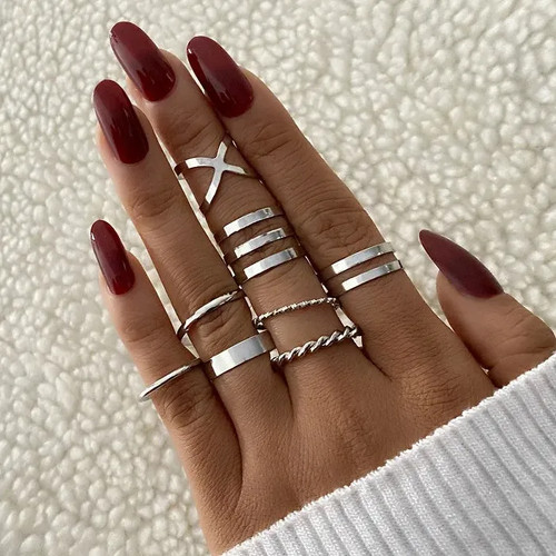 6pcs gold geometric open mood - gold,